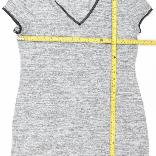 Cara & The Sky Women Grey Size 14 Short Sleeve Knit Shift Dress