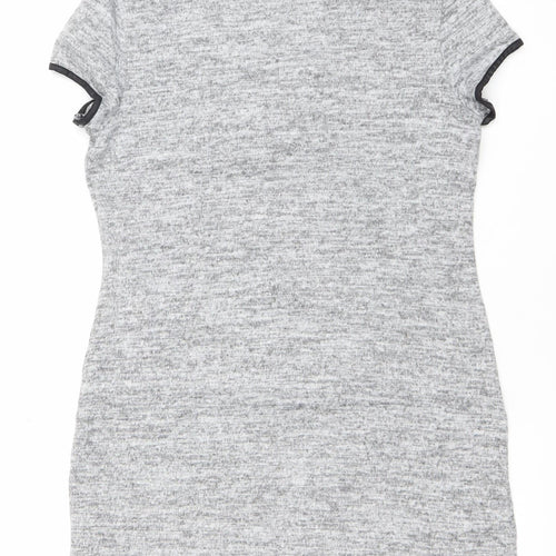 Cara & The Sky Women Grey Size 14 Short Sleeve Knit Shift Dress