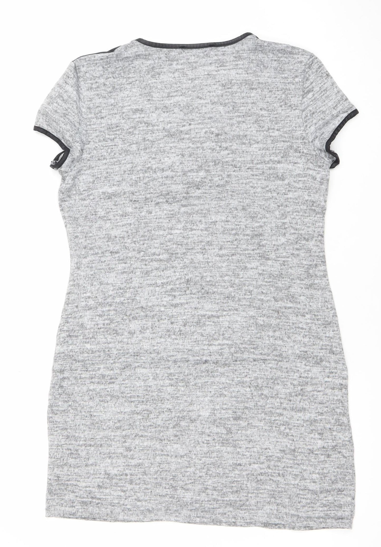 Cara & The Sky Women Grey Size 14 Short Sleeve Knit Shift Dress