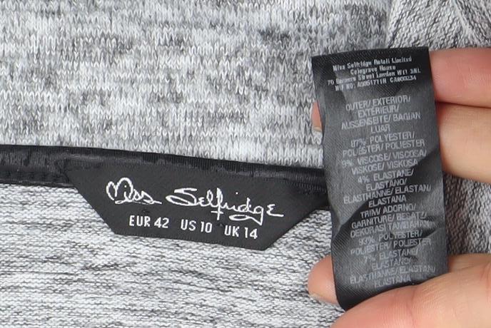 Cara & The Sky Women Grey Size 14 Short Sleeve Knit Shift Dress