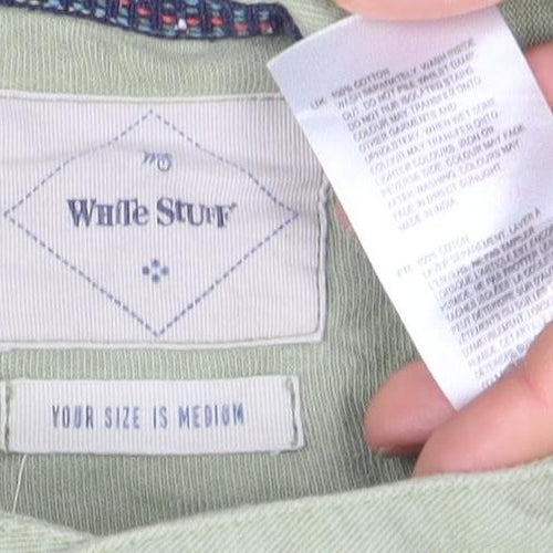 White Stuff Men's Green Cotton Short Sleeve Polo Shirt Size M