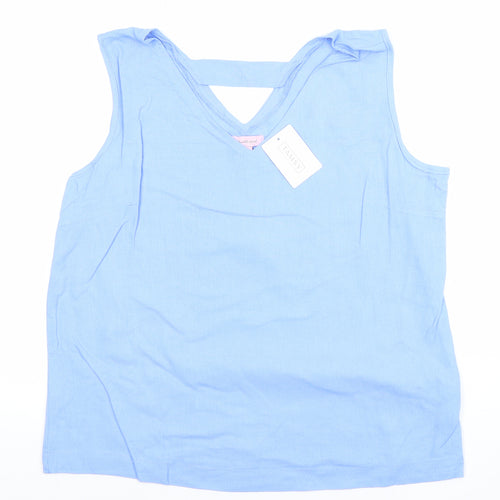 Charlottie West Women's Blue Linen Viscose Sleeveless Tank Top Size 12
