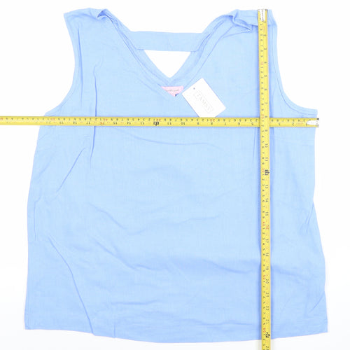 Charlottie West Women's Blue Linen Viscose Sleeveless Tank Top Size 12