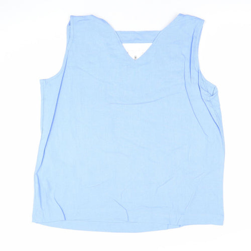 Charlottie West Women's Blue Linen Viscose Sleeveless Tank Top Size 12