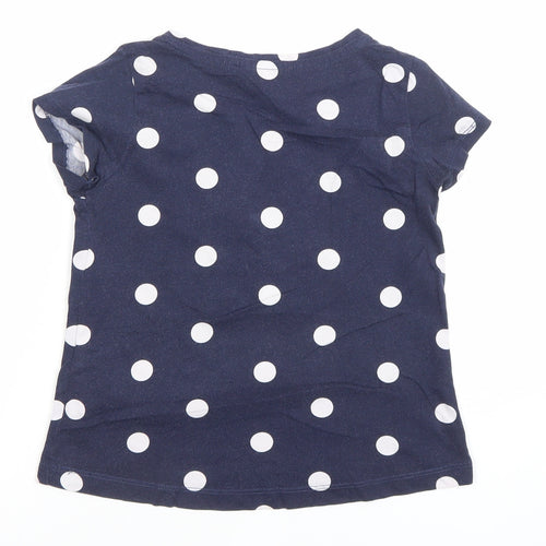 H&M Girls Blue Polka Dot Minnie Mouse Sequin T-Shirt 7-8 Years