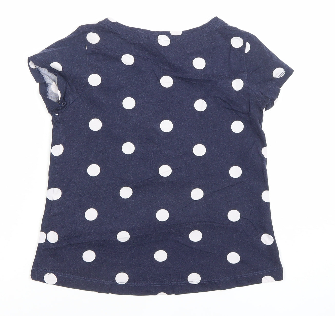 H&M Girls Blue Polka Dot Minnie Mouse Sequin T-Shirt 7-8 Years