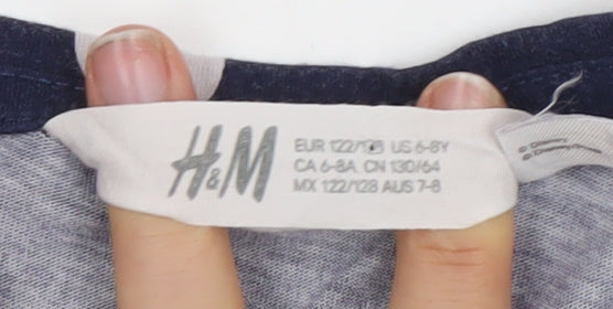 H&M Girls Blue Polka Dot Minnie Mouse Sequin T-Shirt 7-8 Years