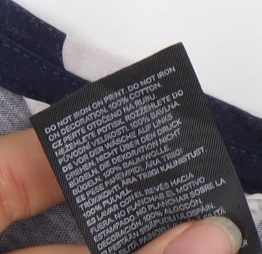 H&M Girls Blue Polka Dot Minnie Mouse Sequin T-Shirt 7-8 Years