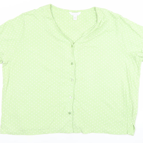 Charter Club Womens Green Polka Dot Cotton Short Sleeve Cardigan 2XL