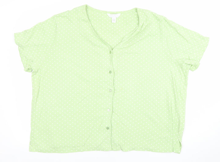 Charter Club Womens Green Polka Dot Cotton Short Sleeve Cardigan 2XL