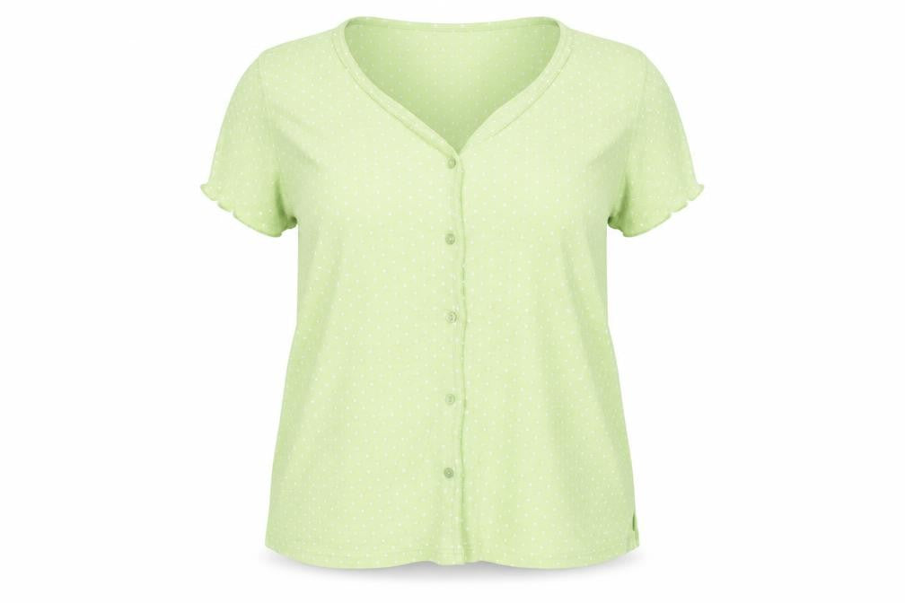 Charter Club Womens Green Polka Dot Cotton Short Sleeve Cardigan 2XL