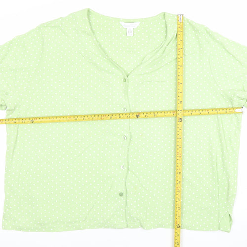 Charter Club Womens Green Polka Dot Cotton Short Sleeve Cardigan 2XL