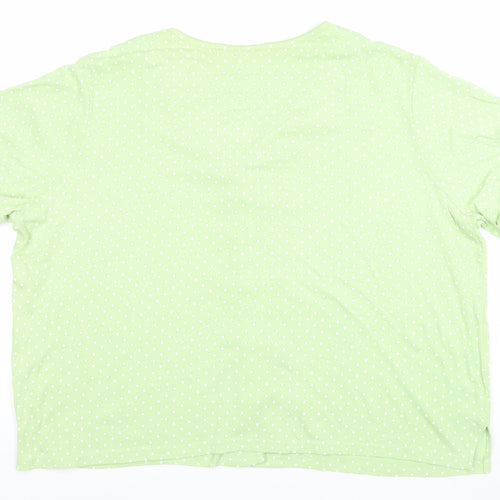 Charter Club Womens Green Polka Dot Cotton Short Sleeve Cardigan 2XL