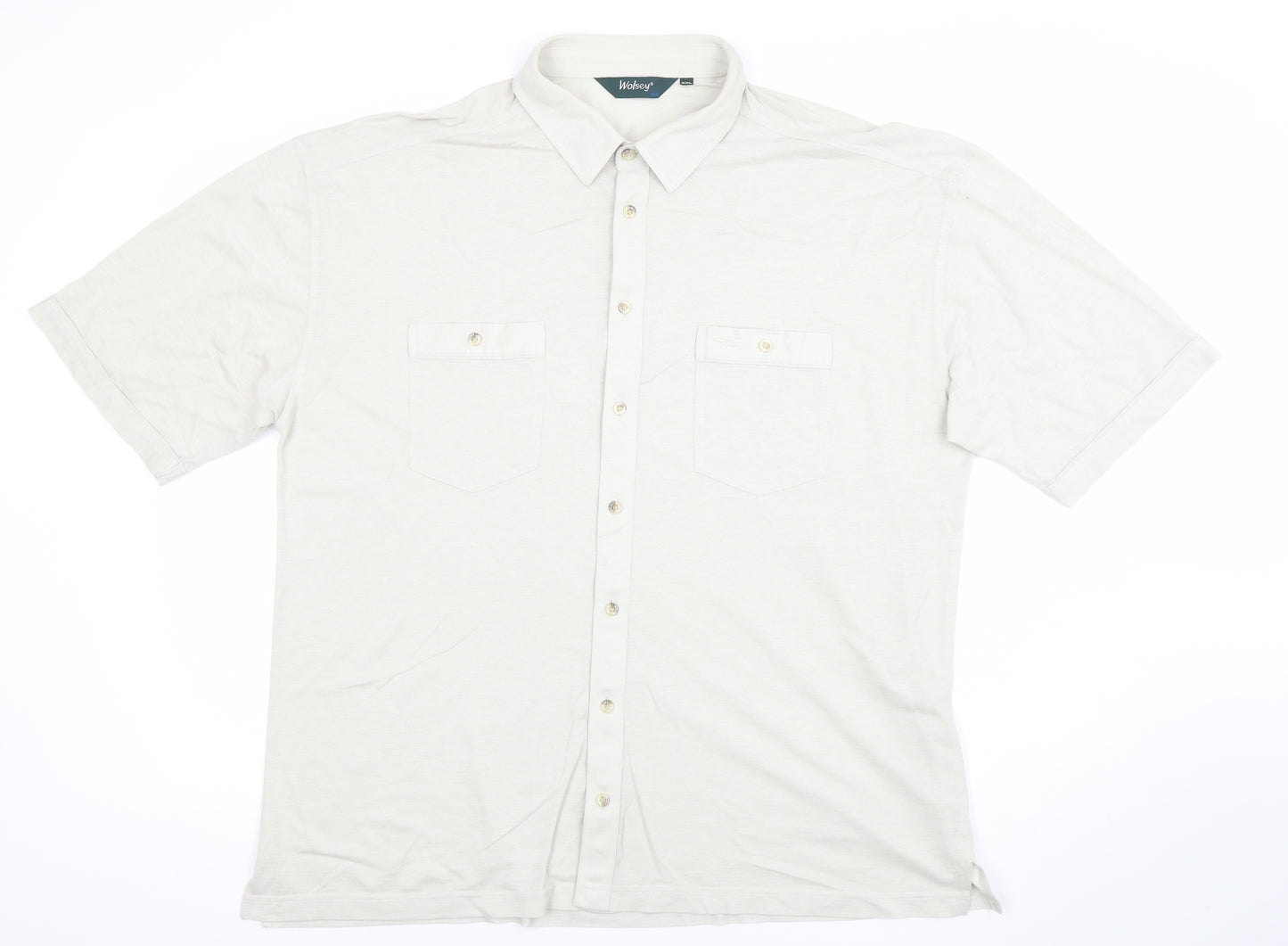 Wolsey Men's White 2XL Short Sleeve Cotton Blend Button-Up Shirt