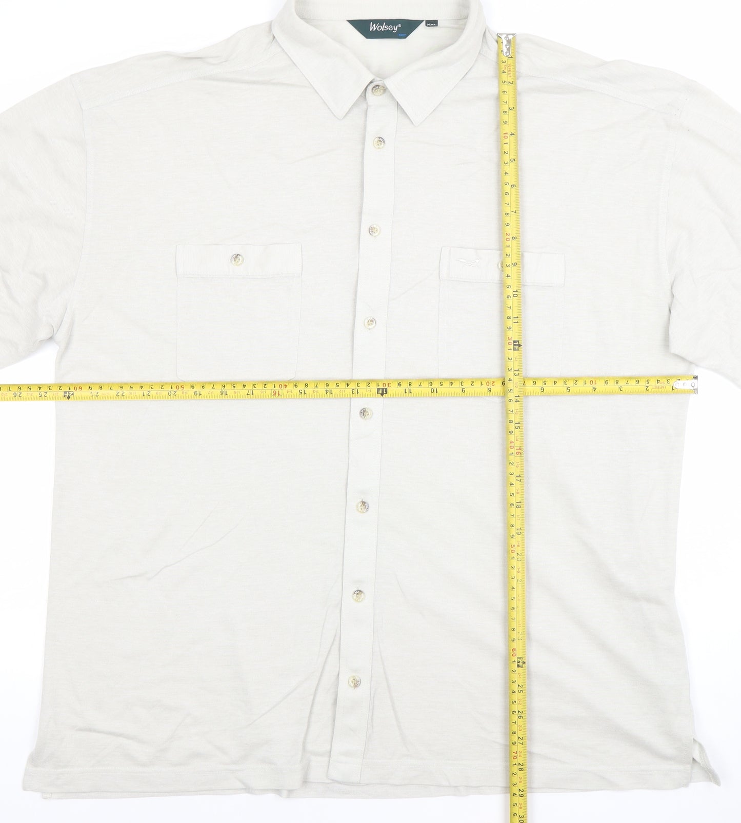 Wolsey Men's White 2XL Short Sleeve Cotton Blend Button-Up Shirt
