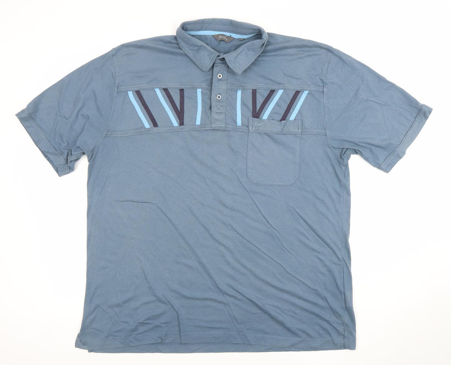 Wolsey Men's Blue 2XL Geometric Cotton Blend Polo Shirt