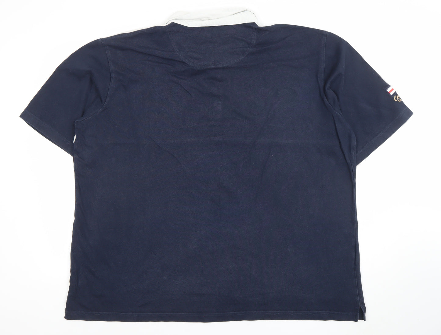 Men’s England Rugby Polo Shirt Blue White 3XL Cotton Embroidered Rose