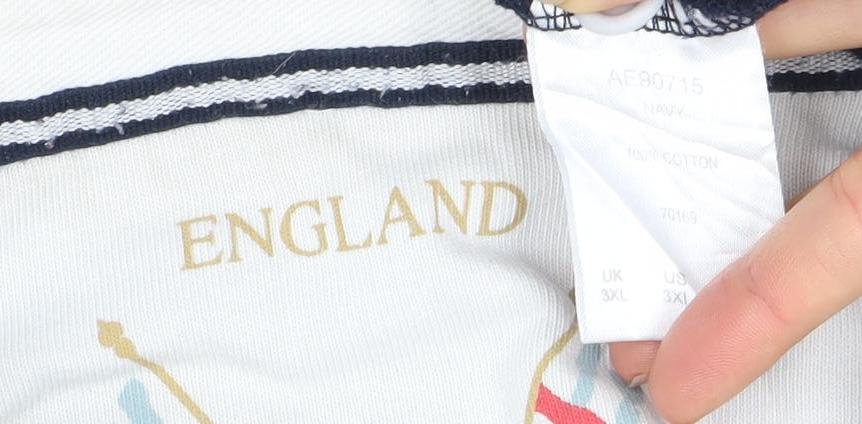 Men’s England Rugby Polo Shirt Blue White 3XL Cotton Embroidered Rose