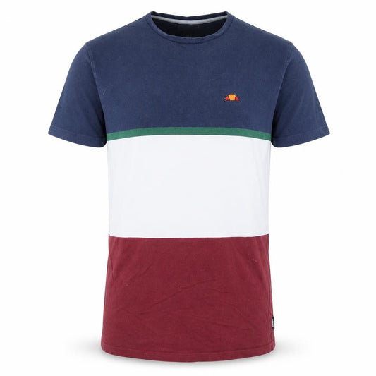 Front view of Ellesse Men's Multicoloured Colourblock Cotton T-Shirt UK M