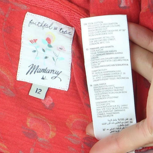 Monsoon Womens Red Floral Sleeveless Tunic Blouse Size 12