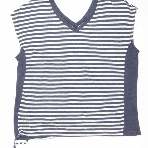 Next Women’s Blue White Striped V-Neck Short Sleeve T-Shirt Size 16