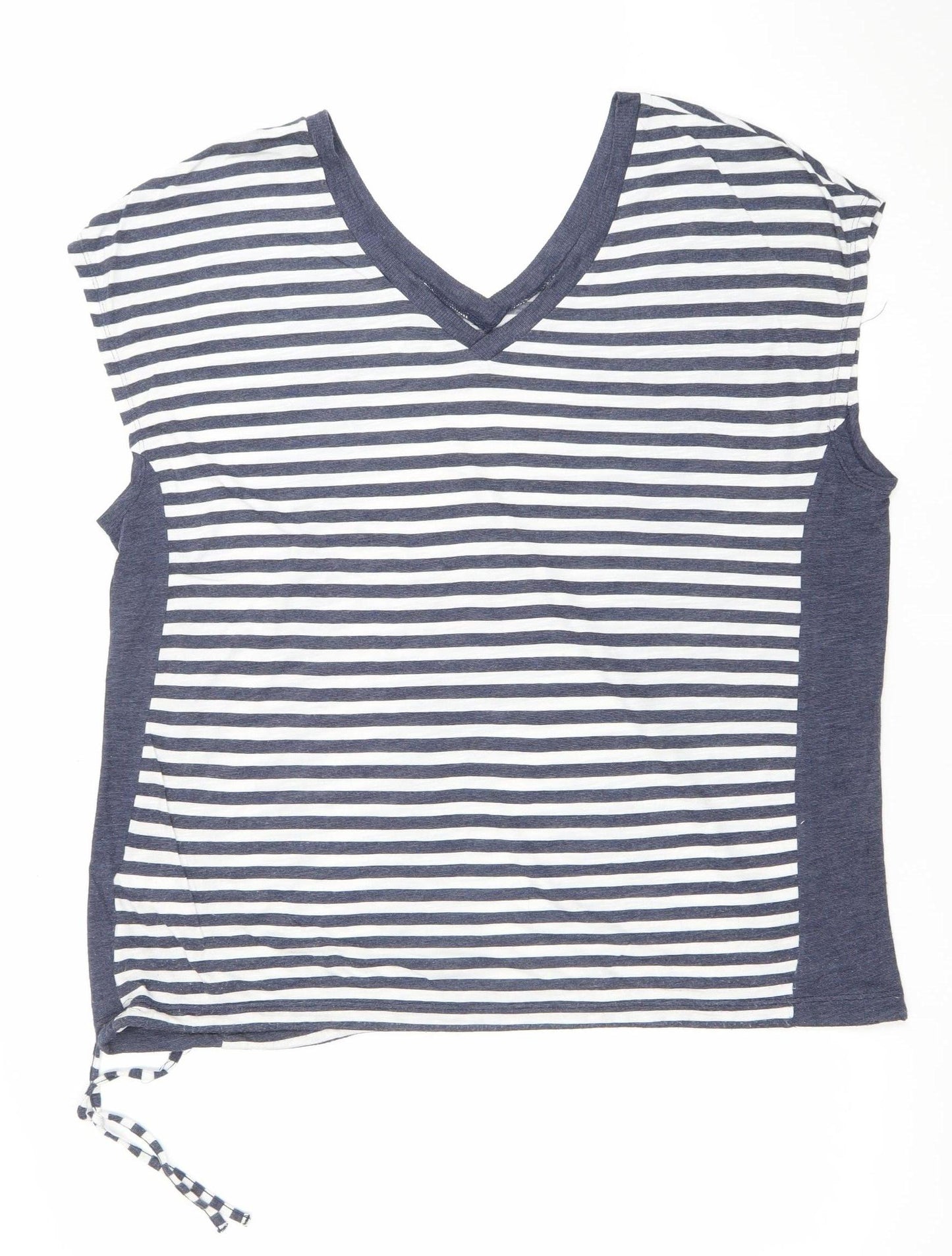 Next Women’s Blue White Striped V-Neck Short Sleeve T-Shirt Size 16