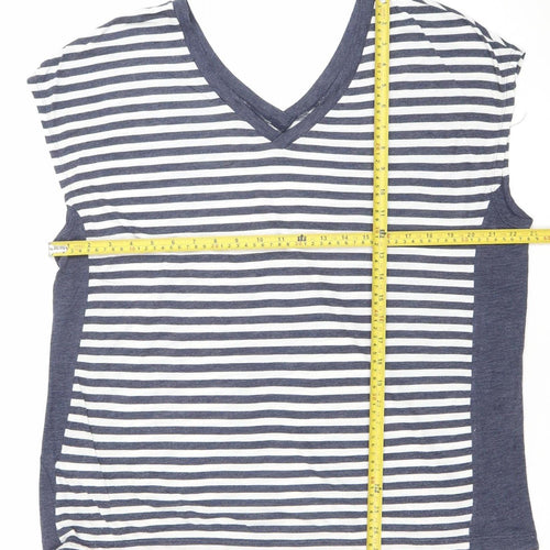 Next Women’s Blue White Striped V-Neck Short Sleeve T-Shirt Size 16