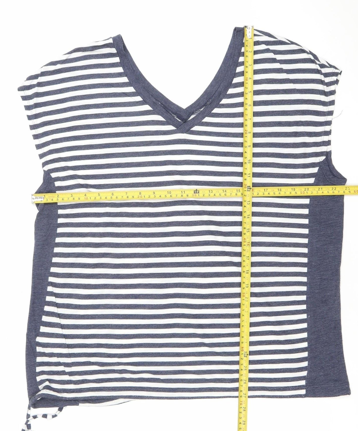 Next Women’s Blue White Striped V-Neck Short Sleeve T-Shirt Size 16