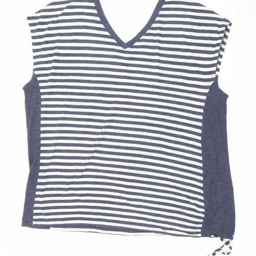 Next Women’s Blue White Striped V-Neck Short Sleeve T-Shirt Size 16