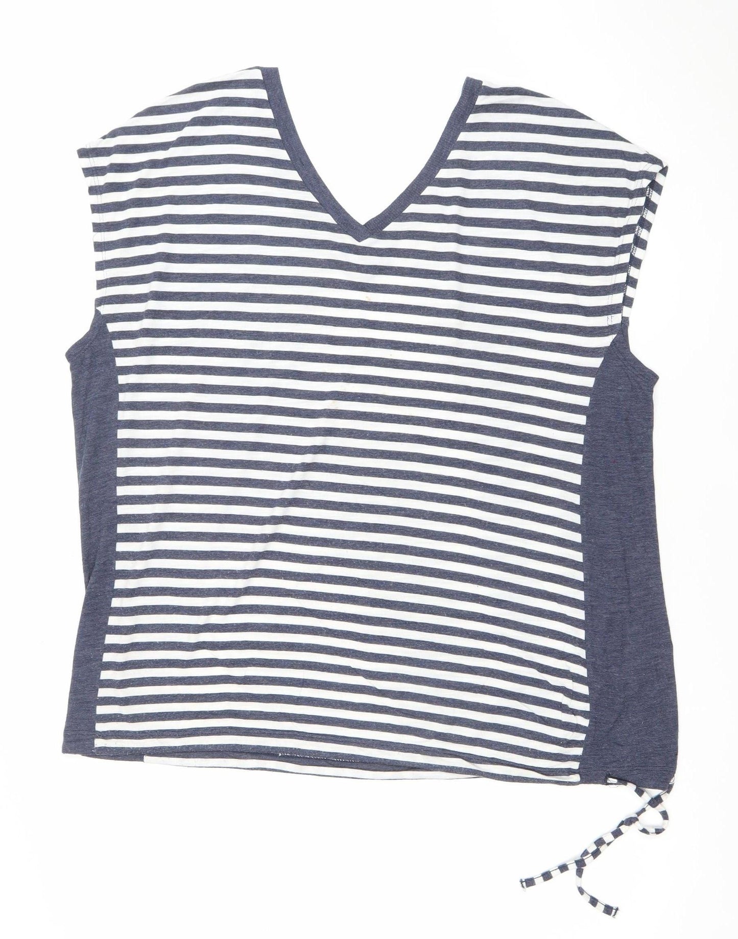 Next Women’s Blue White Striped V-Neck Short Sleeve T-Shirt Size 16