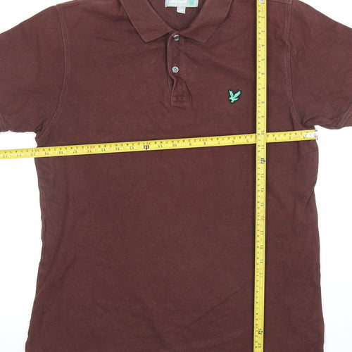 Lyle & Scott Men’s Brown Cotton Polo Shirt L Regular Fit Classic