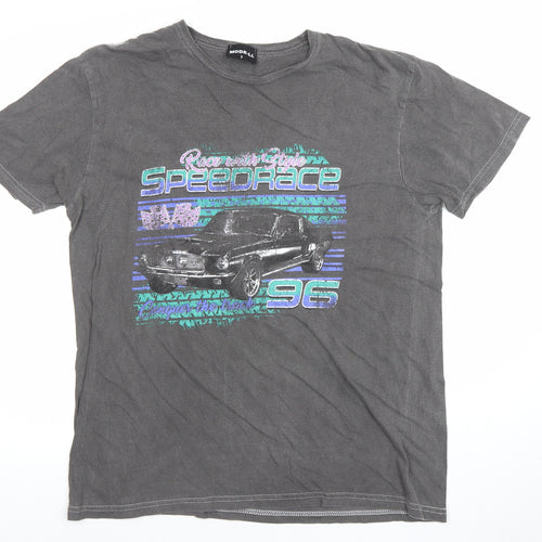 MODE-LL Men's Grey Retro Car Graphic T-Shirt Size S