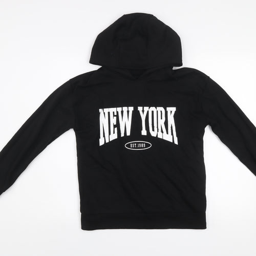 Dunnes Stores Womens Black New York Hoodie Size M Cotton Blend