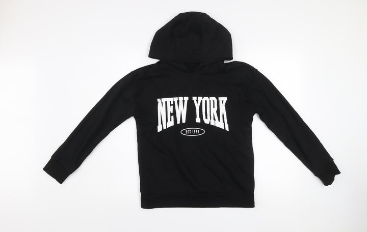 Dunnes Stores Womens Black New York Hoodie Size M Cotton Blend