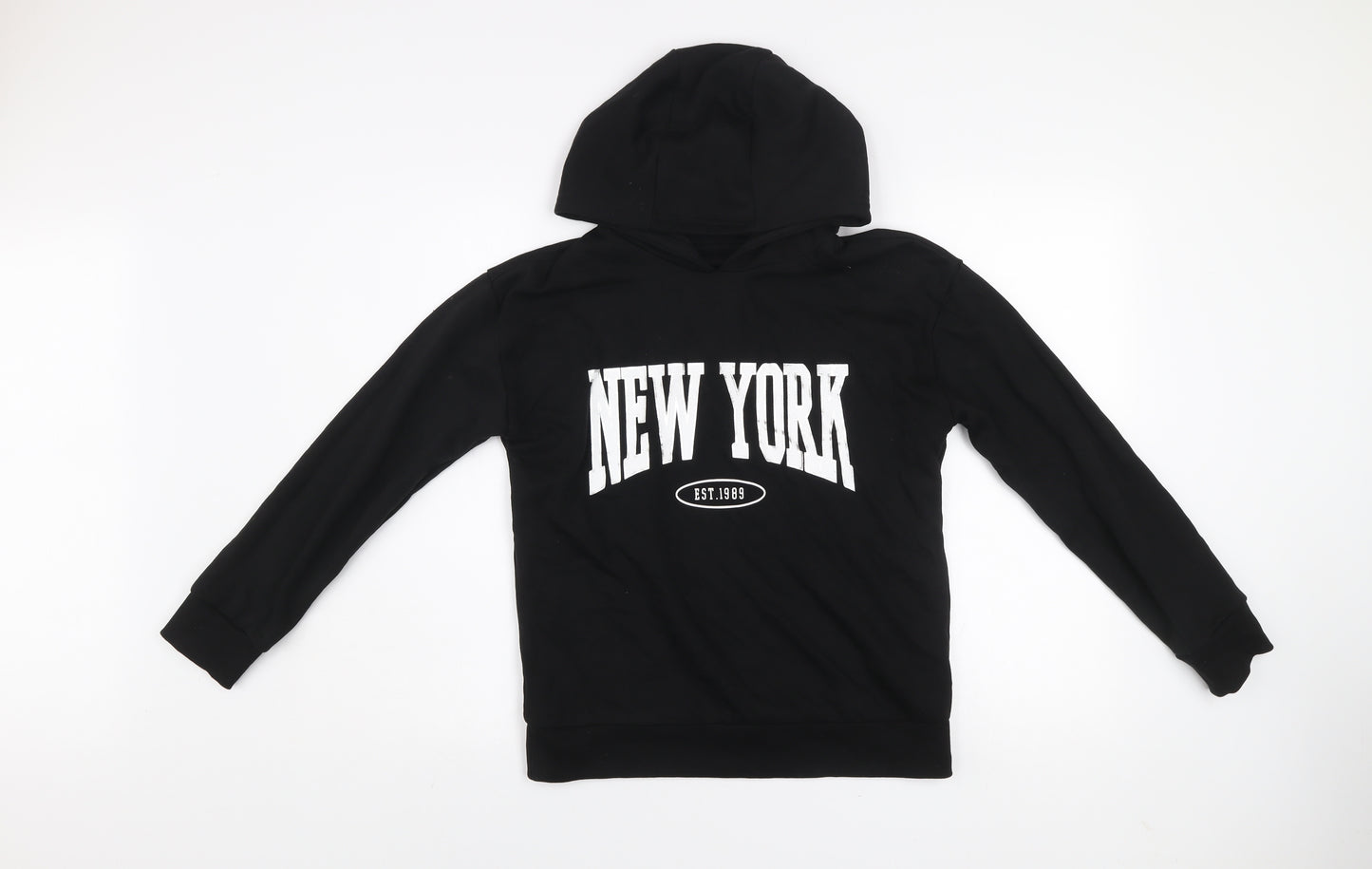 Dunnes Stores Womens Black New York Hoodie Size M Cotton Blend
