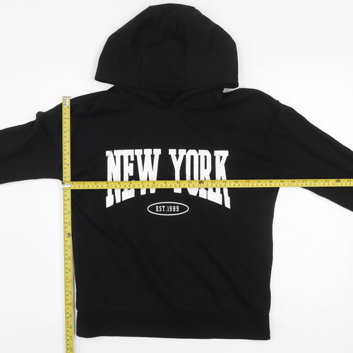 Dunnes Stores Womens Black New York Hoodie Size M Cotton Blend