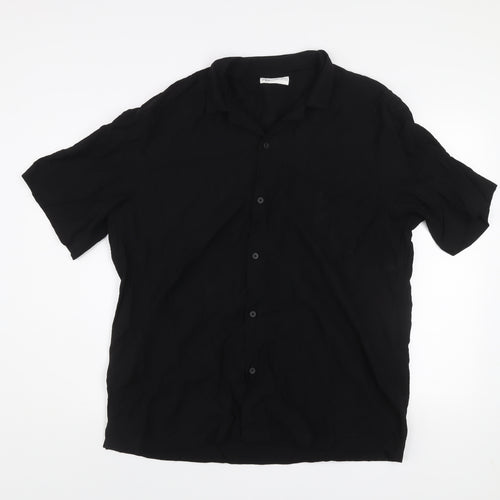 Zara Men's Black XL Short Sleeve Regular Fit Button-Up Shirt