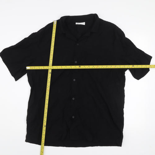 Zara Men's Black XL Short Sleeve Regular Fit Button-Up Shirt