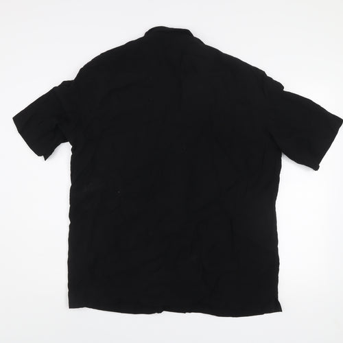 Zara Men's Black XL Short Sleeve Regular Fit Button-Up Shirt