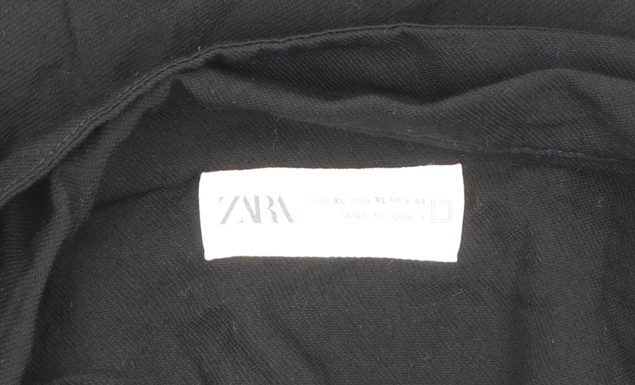 Zara Men's Black XL Short Sleeve Regular Fit Button-Up Shirt