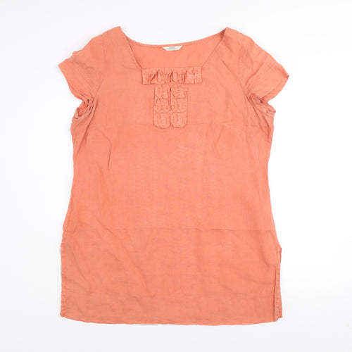 Marks and Spencer Women’s Orange Linen Shift Dress Size 18 Short Sleeve
