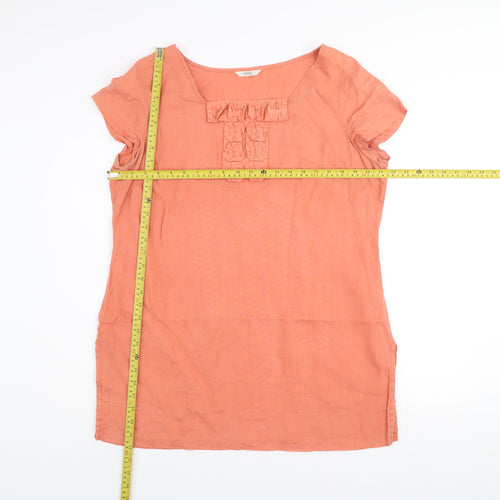 Marks and Spencer Women’s Orange Linen Shift Dress Size 18 Short Sleeve