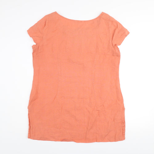 Marks and Spencer Women’s Orange Linen Shift Dress Size 18 Short Sleeve