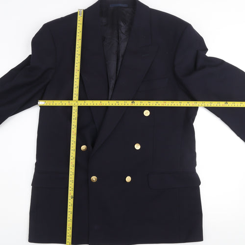 Jaeger Men’s Navy Blue Wool Double-Breasted Blazer 50R Classic Fit
