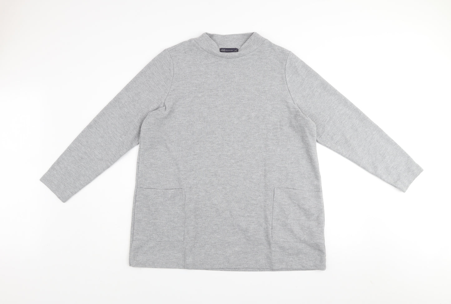 Marks and Spencer Women’s Grey Knit Shift Dress Size 18 Long Sleeve Casual