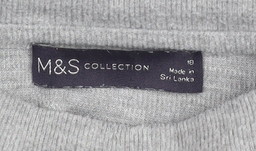 Marks and Spencer Women’s Grey Knit Shift Dress Size 18 Long Sleeve Casual