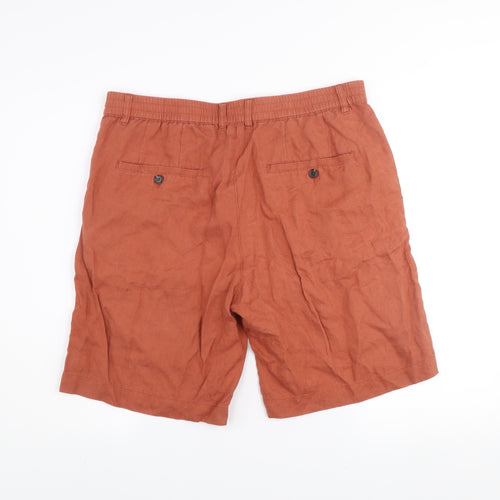 Dunnes Stores Men's Brown Linen Chino Shorts Size L 34in Waist