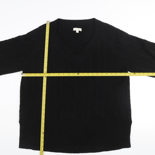 Monsoon Women’s Black V-Neck Cable-Knit Pullover Jumper Size L