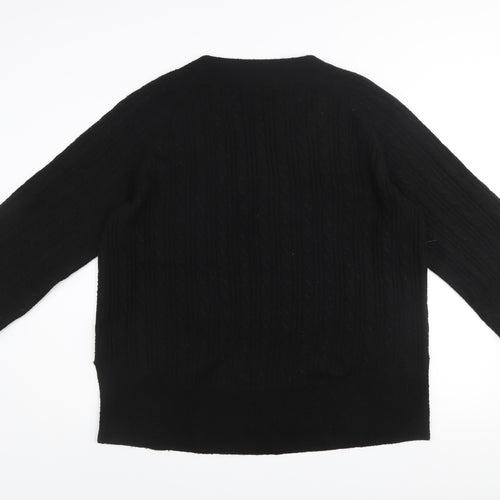 Monsoon Women’s Black V-Neck Cable-Knit Pullover Jumper Size L