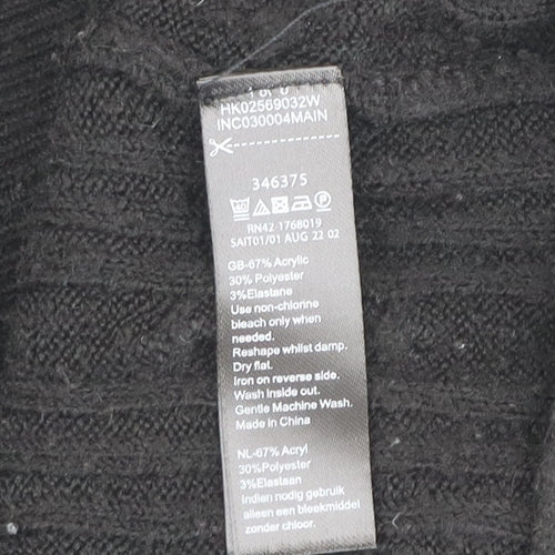 Monsoon Women’s Black V-Neck Cable-Knit Pullover Jumper Size L